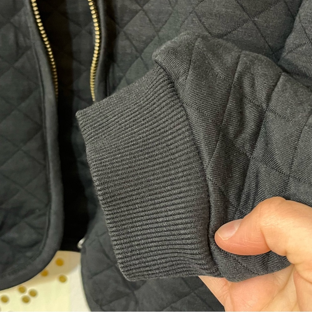 Marine Layer Corbet Black Cropped Quilted Bomber Jacket size Large - Picture 8 of 10